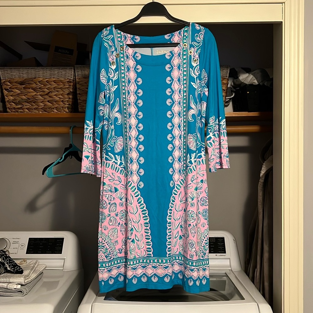 Lilly Pulitzer UPF 50+ TANA T SHIRT DRESS Turquoise Teal Water size M